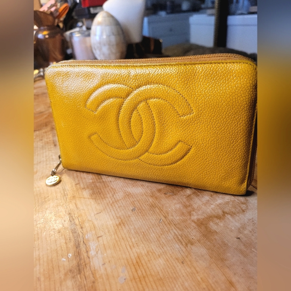 CHANEL Vintage Caviar Cambon Large Long Wallet /Clutch